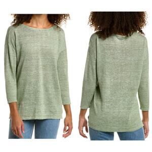 J. McLaughlin Womens Casual Beachy 100% Linen Alva Crewneck Sweater Size‎ M Sage